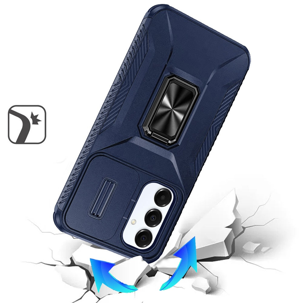 For Samsung Galaxy A16 5G Camera Cover Phone Case with Magnetic Rotation Ring Stand [Military Grade] Hybrid Hard TPU Shockproof Case Cover