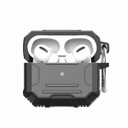 For Airpods Pro 3 (2025) Full-Body Rugged ShockProof Hybrid With Metal Hook Carabiner Heavy Duty Armor Carbon Fiber Case Cover
