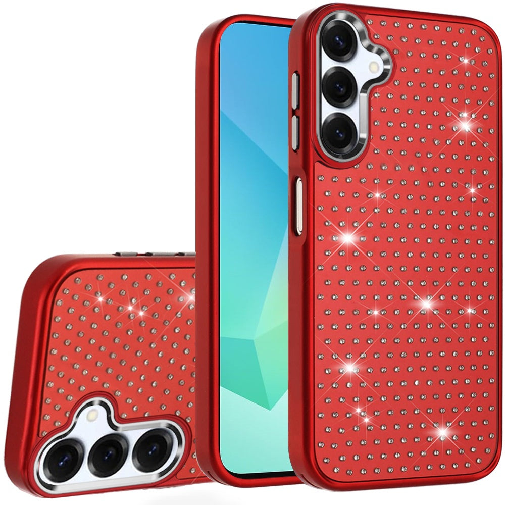 For Samsung Galaxy S25 Fan Edition /Galaxy S25 FE Bling Diamond Metallic, Full Sparkle Chrome Edged Hybrid Protective Shockproof Case Cover