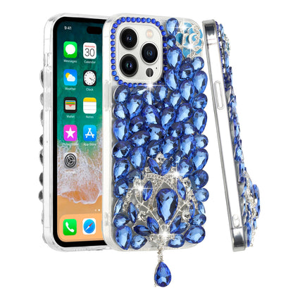 For Apple iPhone 16 (6.1") Bling Crystal 3D Full Diamonds Jewelry Luxury Sparkle Rhinestone Glitter Hybrid Protective Case Cover