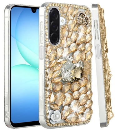 For Samsung Galaxy A17 5G Bling Crystal 3D Full Diamonds Luxury Sparkle Rhinestone Hybrid Protective Case Cover
