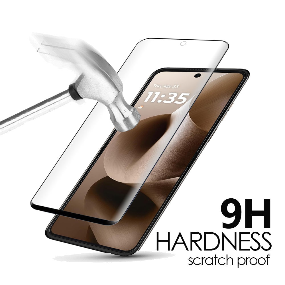 For Motorola Razr Ultra 2025 Premium Tempered Glass Screen Protector Designed to allow full functionality Fingerprint Unlock 3D Curved Edge Glass Full coverage Protector Clear Black