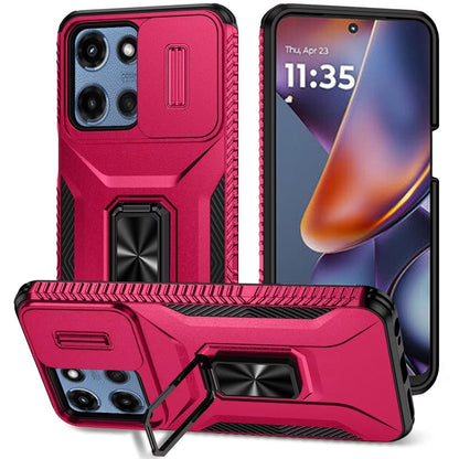 For Motorola Moto G 5G 2025 Case, Camera Cover with Magnetic Rotation Ring Stand, Military Grade Hybrid Hard TPU Shockproof Case Cover