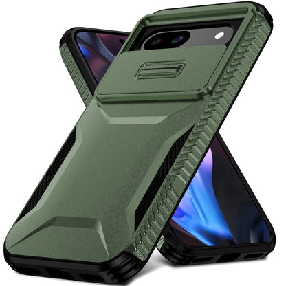 For Google Pixel 9A Slim Fit Shockproof Hybrid with Slide Camera Window Covering, Rugged Tpu Silicone Hard PC Bumper Case Cover