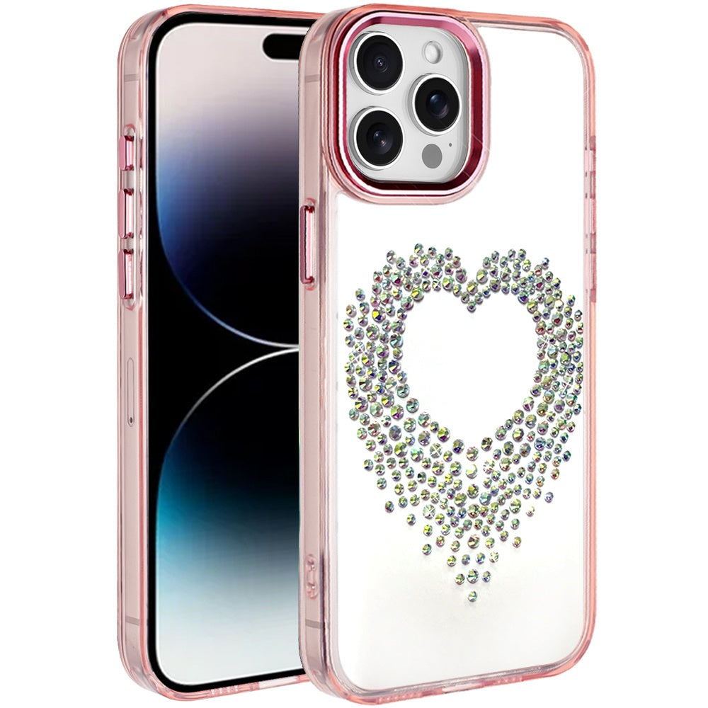 For Samsung Galaxy A17 5G Angel Hearts Bling Glitter Diamond Hybrid TPU Cover, Colorful Frame Shockproof Protective Back Case Cover