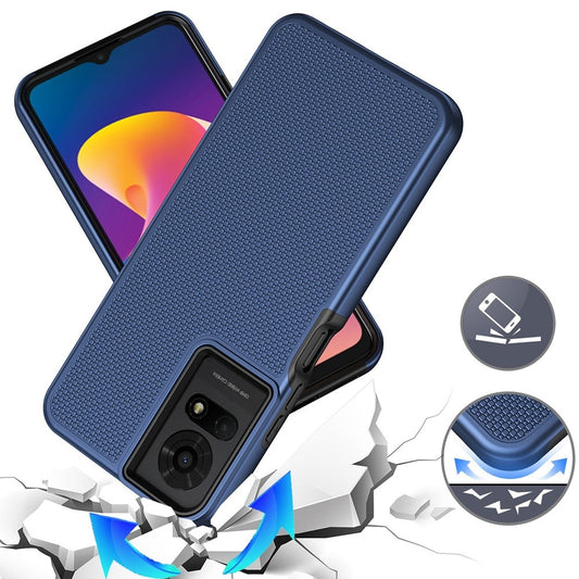 For TCL 50 LE Dual Layer Heavy-Duty Hybrid Rugged Case Rugged Texturized TPU & PC Shockproof Silicone Military Grade Case Cover Blue