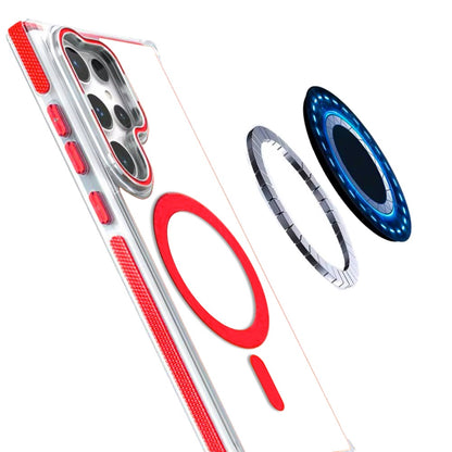 For Samsung Galaxy S25+ /S25 Plus /S24+ Plus Hybrid Clear Back Case with Invisible Camera Bracket Stand, MagSafe Magnetic Circle, Shockproof Color Frame Case Cover