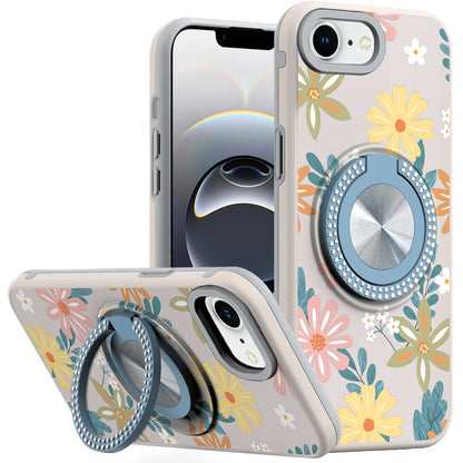 For Samsung Galaxy S23 Ultra Pattern Design Hybrid with Invisible Ring Stand & Magnetic Back, Shockproof Protective Grip Case Cover