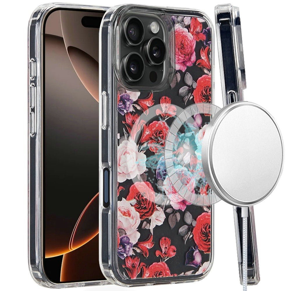 For Apple iPhone 15 Pro Max (6.7") Magsafe Case Cute Pattern Design Durable Shockproof SlimTPU Hard Back [Compatible with Magsafe] Case Cover