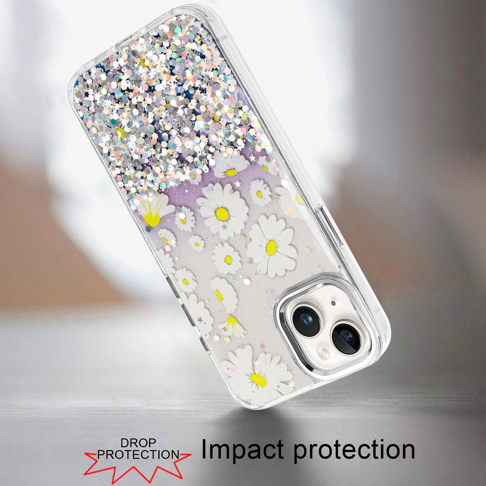 For Apple iPhone 15 Fashion Beautiful Epoxy Design Hybrid Fashion Stylish TPU Protective, Shockproof Hybrid PC Case Cover