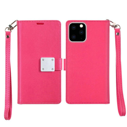 For Apple iPhone SE 4 Wallet Cases PU Leather with Credit Card /ID /Cash Holder Slot Dual Flip Pouch, Stand and Strap Case Cover Hot Pink