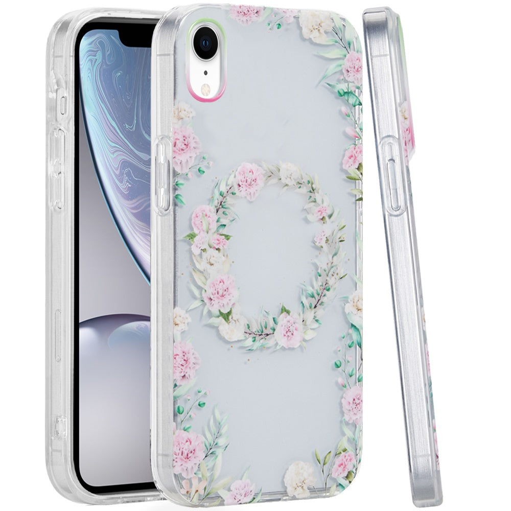 For Apple iPhone XR Fashion Layer Design Slim IMD TPU Protective, Shockproof Hybrid Stylish Durable Hard PC Case Cover