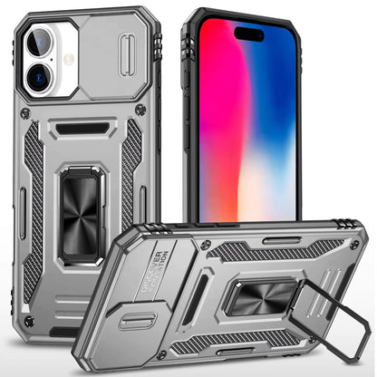 Apple iPhone 15 (6.1") Hybrid Case with Rotation Ring Stand Shockproof & Camera Window TPU Armor Dropproof