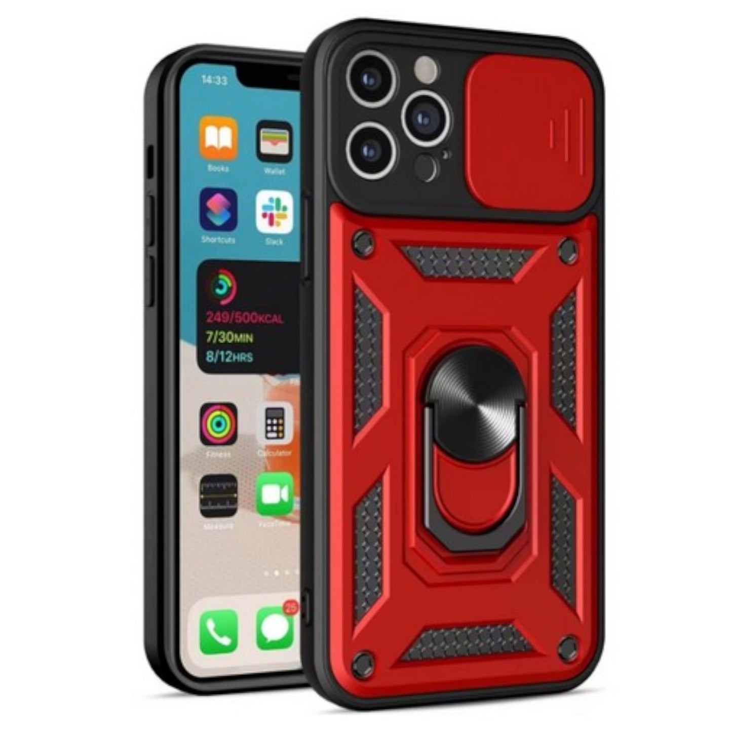 For Apple iPhone 16e /iPhone SE4 Hybrid Shockproof, Built-in Sliding Camera Lens Protection with Magnetic Finger Ring Stand Holder Case Cover