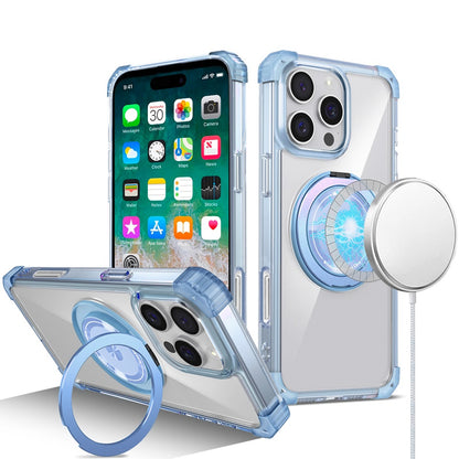 For Apple iPhone 16 (6.1") Magnetic [Compatible with Magsafe] with 360° Rotatable Ring Holder Invisible Stand Transparent Case Cover