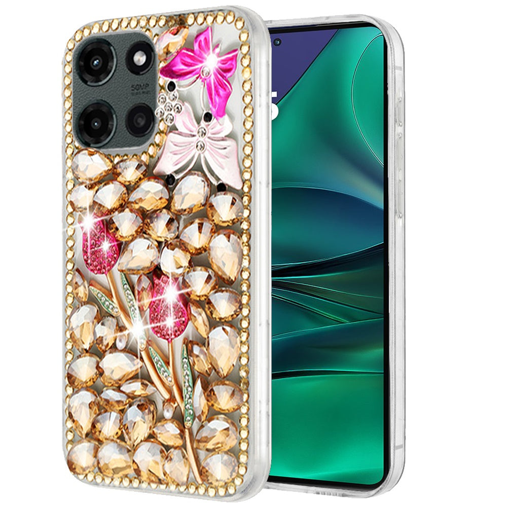 For Motorola Moto G Stylus 5G 2025 Bling Crystal 3D Full Diamonds Luxury Sparkle Rhinestone Hybrid Protective Case Cover