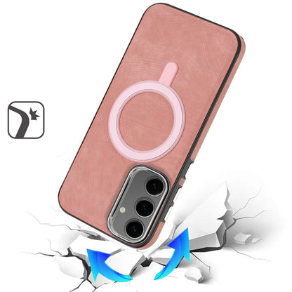 For Samsung Galaxy S25+ /S25 Plus /S24+ Plus Fashion PU Vegan Leather Chrome Edge Hybrid, MagSafe Compatible, Durable TPU Hard PC Case Cover