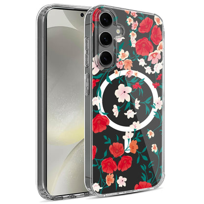 For Samsung Galaxy S25+ /S25 Plus /S24+ Plus Hybrid Flower Design Stylish Fashion Case, MagSafe Compatible, Thick Shockproof Hard PC Case Cover