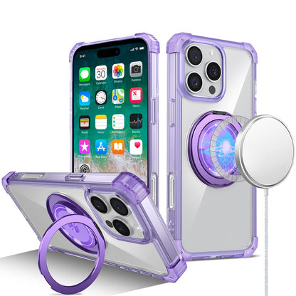For Apple iPhone 16 (6.1") Magnetic [Compatible with Magsafe] with 360° Rotatable Ring Holder Invisible Stand Transparent Case Cover