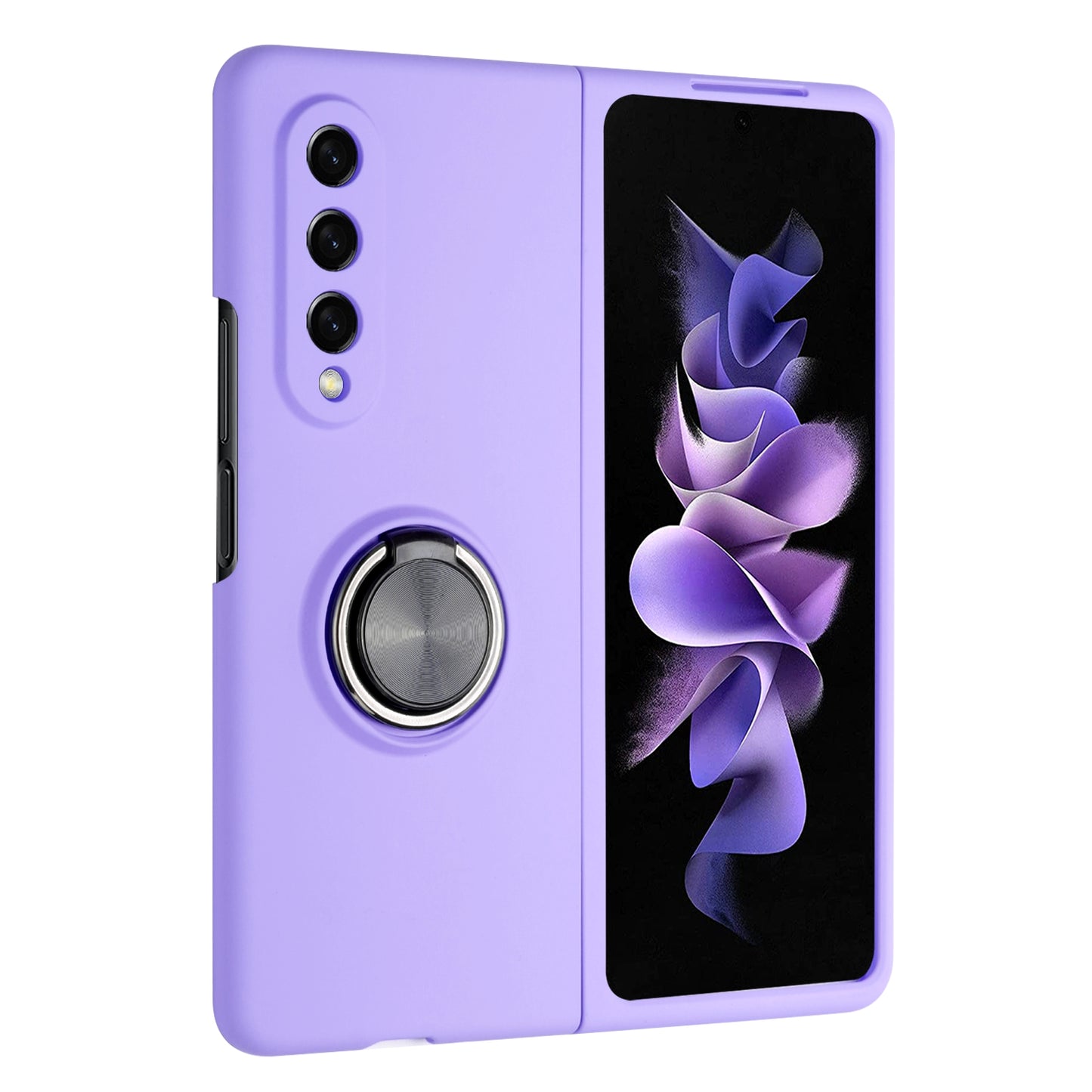 For Samsung Galaxy Z Fold 7 Matte Magnetic Ring Stand Hybrid, Shockproof Protective Silicone Fit Magnetic Car Mount Case Cover