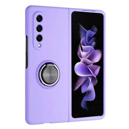 For Samsung Galaxy Z Fold 7 Matte Magnetic Ring Stand Hybrid, Shockproof Protective Silicone Fit Magnetic Car Mount Case Cover