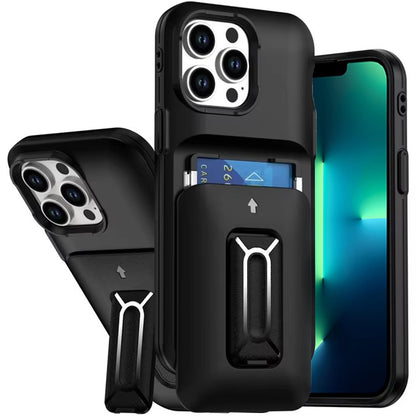 For Apple iPhone 16 Pro Max Wallet Case with 2- Credit Card Holder, Wrist Strap & Kickstand Hybrid Shockproof TPU Case Cover