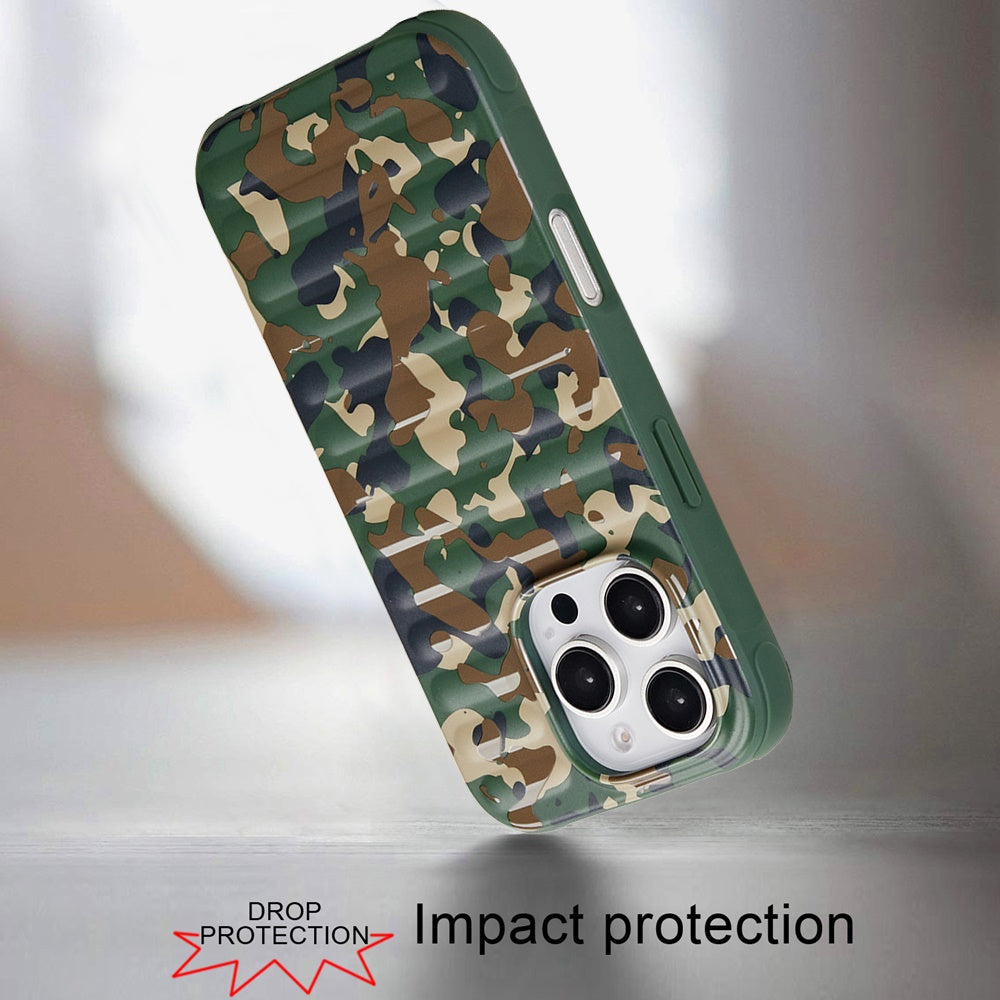 For Apple iPhone 16 Pro (6.3") Pattern Design Magnetic Chrome Hybrid Compatible with Magsafe Dual Layer Shockproof TPU Hard PC Back Case Cover