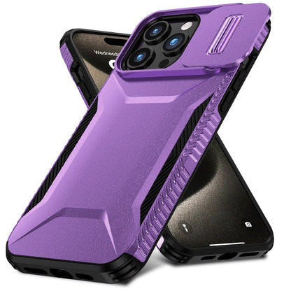 Apple iPhone 16 (6.1") Slim Fit Shockproof Hybrid with Slide Camera Window Covering, Rugged Tpu Silicone Hard PC Bumper