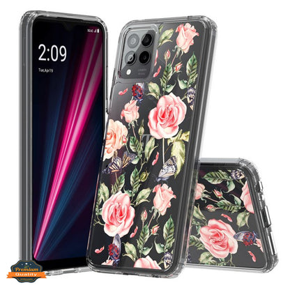 For Motorola Moto G Stylus 5G 2025 Floral Pattern Hybrid Transparent TPU Silicone, Shock Absorption Bumper, Hard Back Slim Case Cover