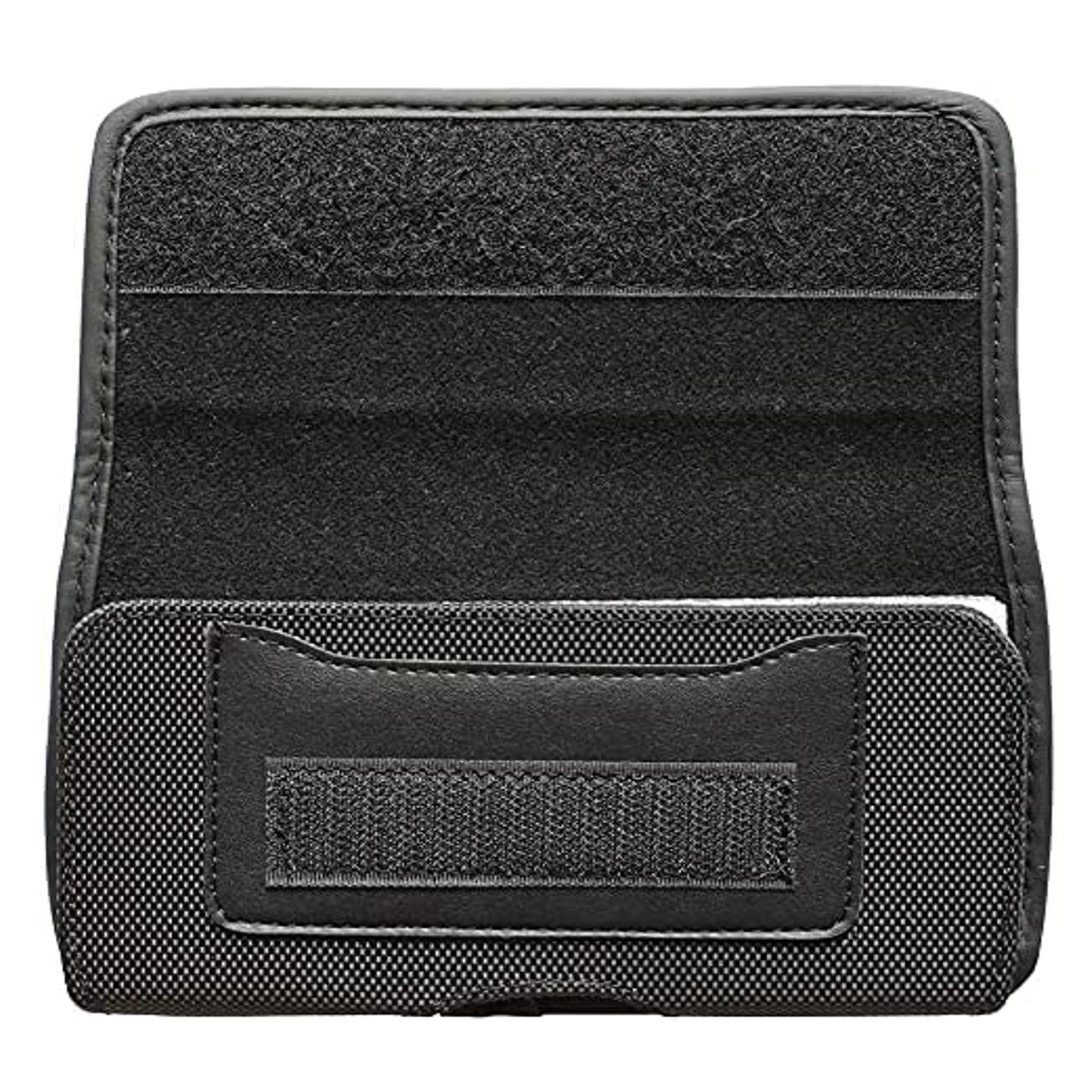 For Apple iPhone 16 Plus (6.7") Pouch Case Universal Horizontal Canvas with Credit Card ID Slot and Belt Clip Loop Holster Cell Phone Holder Cover [Black]