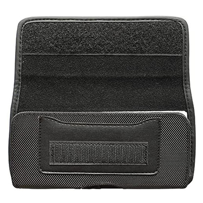 For Apple iPhone 16 Plus (6.7") Pouch Case Universal Horizontal Canvas with Credit Card ID Slot and Belt Clip Loop Holster Cell Phone Holder Cover [Black]