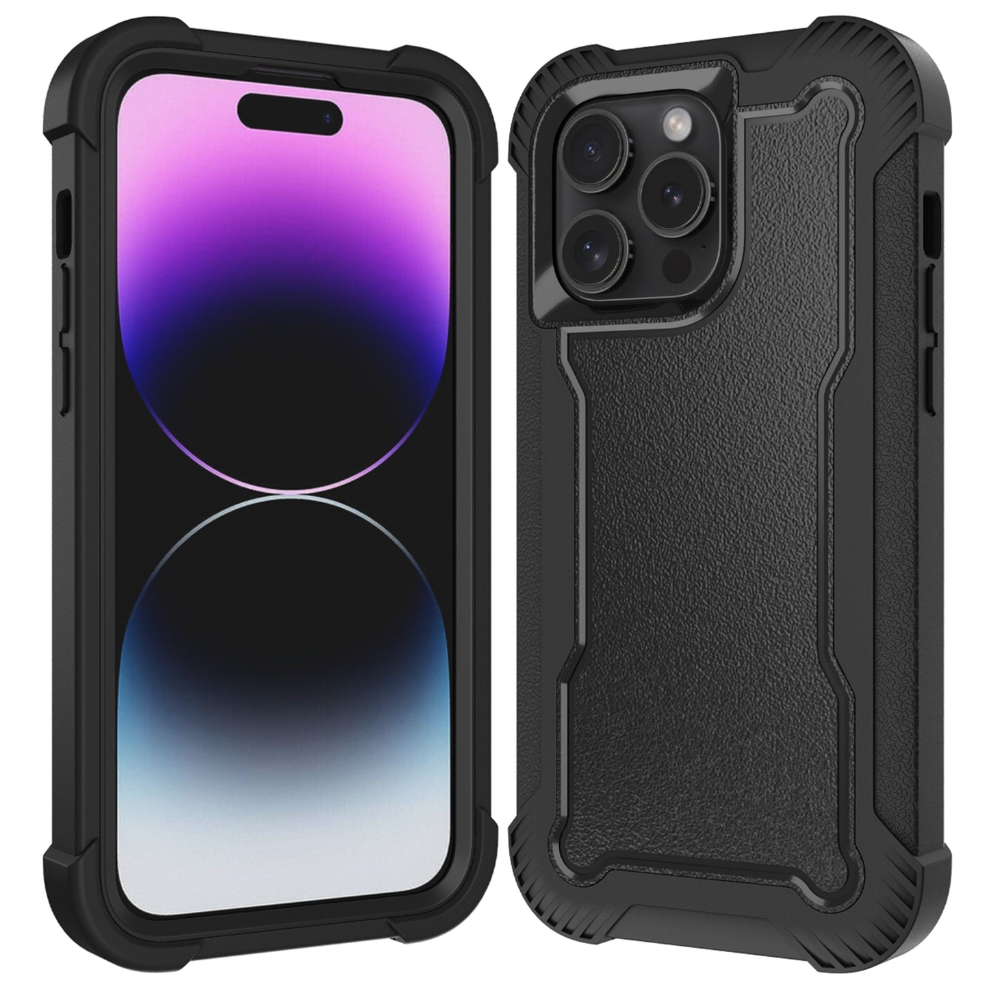 For Apple iPhone 16 Pro (6.3") Tough Hybrid Shockproof Hybrid PC + TPU Bumper Frame Rubber Drop Proof 3in1 Armor Full Body Case Cover