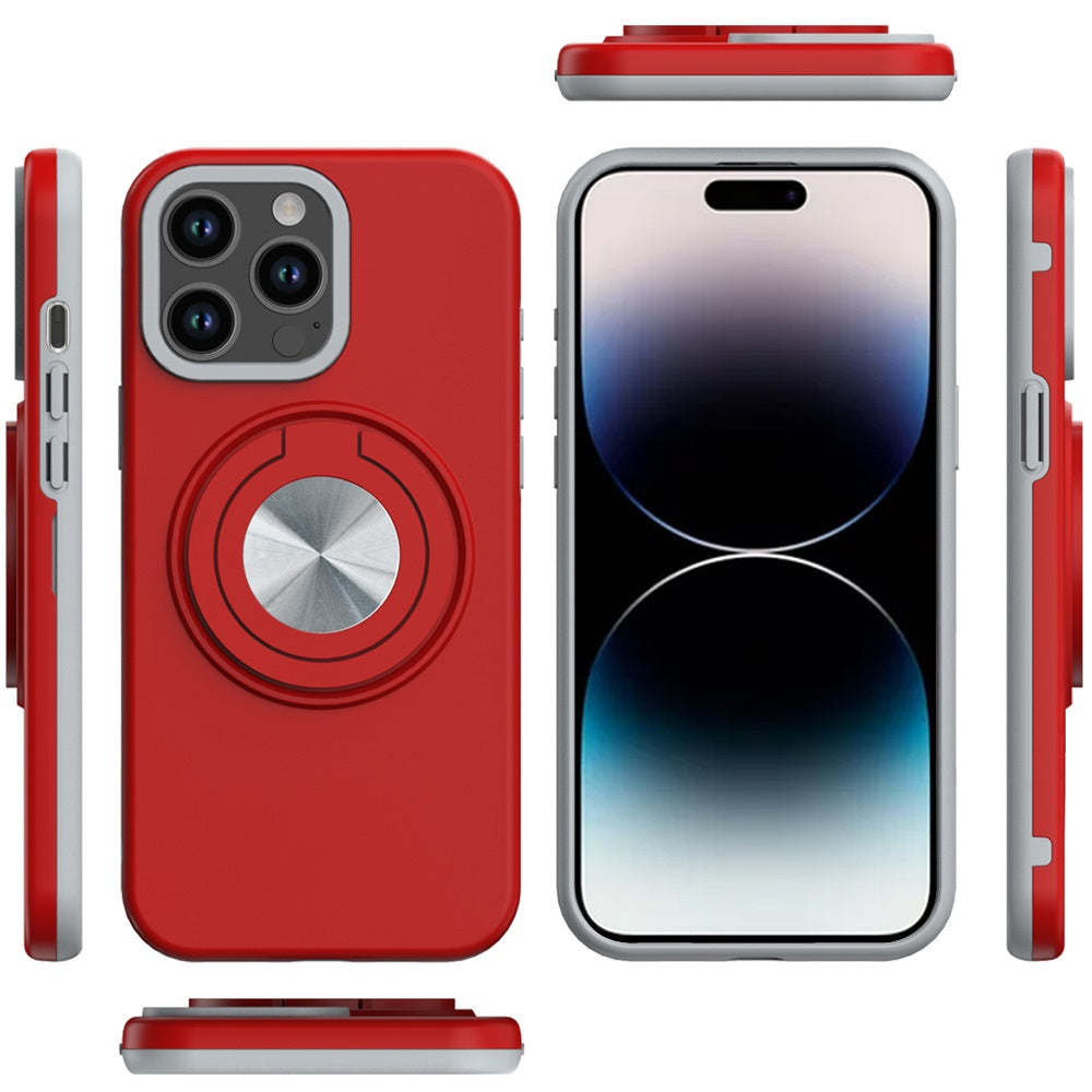 For Apple iPhone 11 Pro Max Metal Matte Hybrid with Invisible Rotational Ring Stand, Car Mount Friendly, Military Grade Slim Fit Sturdy Case Cover