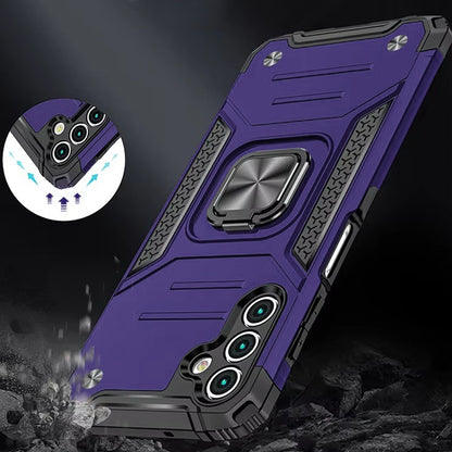 For Samsung Galaxy S25 Fan Edition /Galaxy S25 FE Armor Hybrid Magnetic Stand with Ring Holder Kickstand Shockproof Heavy-Duty Durable Rugged TPU Dual Layer Case Cover Purple