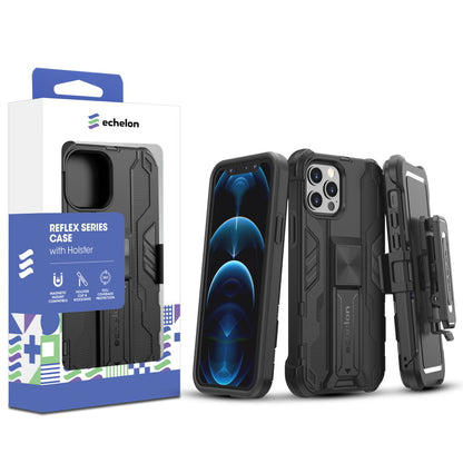 For echelon Reflex Series Case with Holster for iPhone 12 / 12 Pro (6.1) for Apple iPhone 12 (6.1) / 12 Pro (6.1) - Black Black