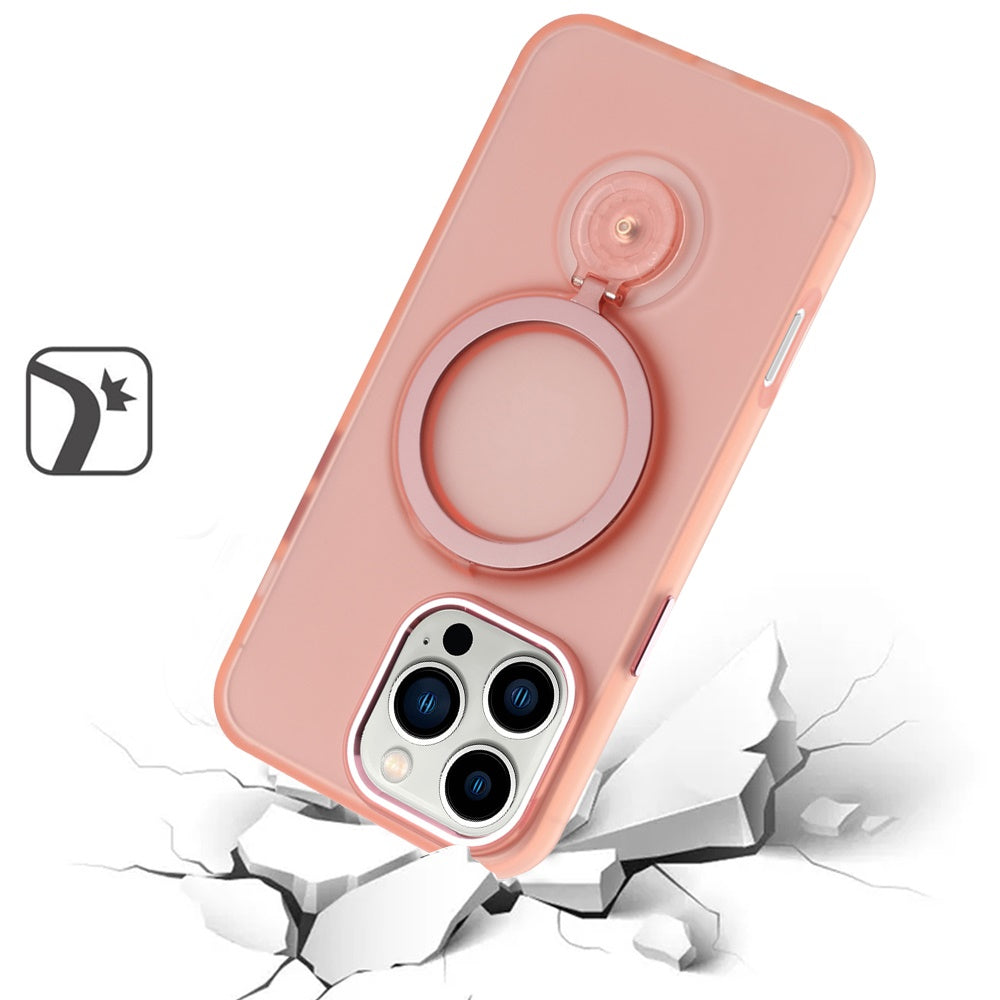 For Apple iPhone 16 Pro (6.3") MagSafe Compatible with 360 degree Circle Ring Stand Magnetic Kickstand Slim Hybrid Case Cover