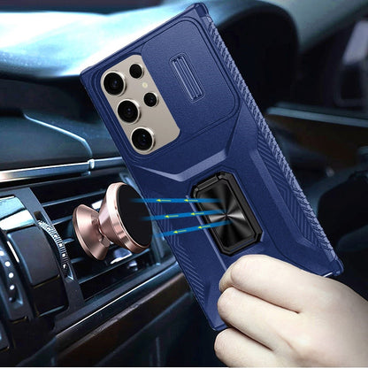 For Apple iPhone 16e Case, Camera Cover with Magnetic Rotation Ring Stand, Military Grade Hybrid Hard TPU Shockproof Case Cover