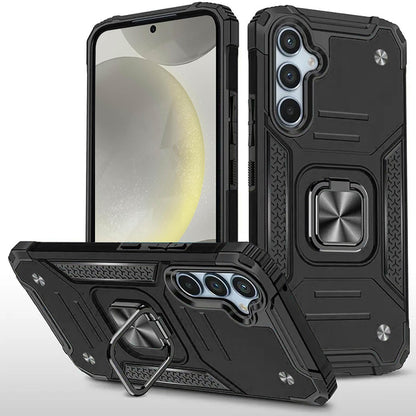 For Samsung Galaxy S25+ /S25 Plus /S24+ Plus Armor Hybrid Magnetic Stand with Ring Holder Kickstand Shockproof Heavy-Duty Durable Rugged TPU Dual Layer Case Cover