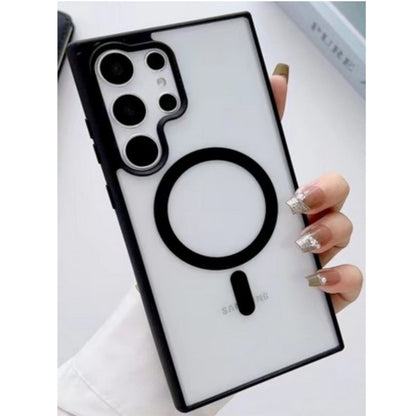 For Samsung Galaxy S25 Ultra Hybrid Clear Transparent with Color Edge Bumper, MagSafe Compatible Ultra Slim Hard PC Case Cover
