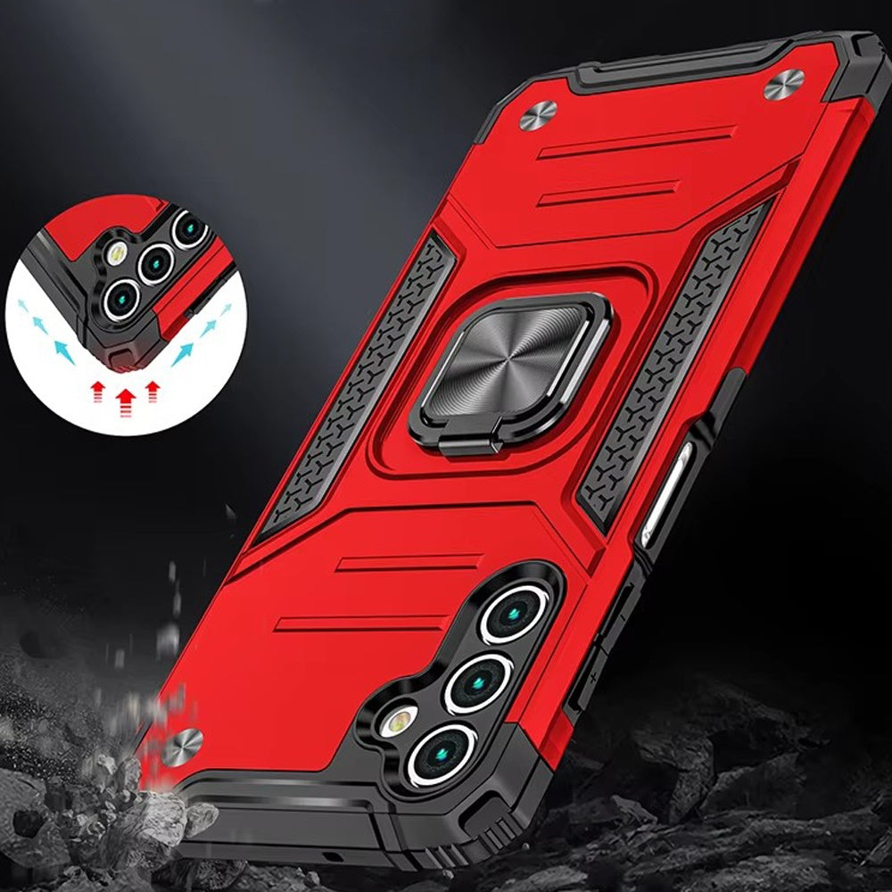 For Samsung Galaxy A17 5G Armor Hybrid Magnetic Stand with Ring Holder Kickstand Shockproof Heavy-Duty Durable Rugged TPU Dual Layer Case Cover
