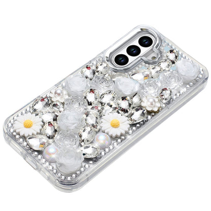 For Apple iPhone 11 Fashion Daisy Floral Series, Full 3D Bling Crystal Diamonds Sparkling Rhinestone Glitter Hybrid Design Case Cover