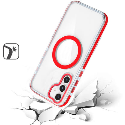 For Samsung Galaxy S25+ /S25 Plus /S24+ Plus Transparent Back with Colorful Frame, Strong Magnetic Circle, MagSafe Compatible, Slim Shockproof Protection Case Cover