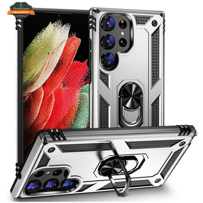 For Samsung Galaxy S25 Ultra Shockproof Hybrid Dual Layer PC + TPU with Metal Ring Kickstand Heavy Duty Armor Shell Case Cover