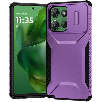 For Motorola Edge 2025 Slim Fit Shockproof Hybrid with Slide Camera Window Covering, Rugged Tpu Silicone Hard PC Bumper Case Cover