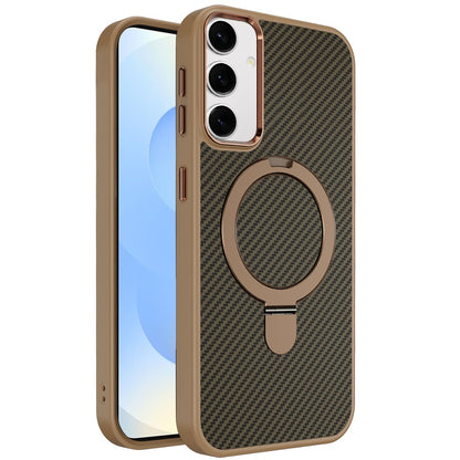 For Samsung Galaxy S25+ /S25 Plus /S24+ Plus Hybrid Carbon Fiber Design with MagSafe Compatible [Magnetic Circle], Ring Stand Shockproof Slim TPU Case Cover