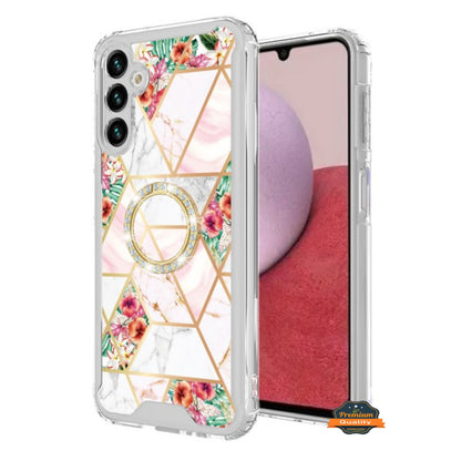 For Samsung Galaxy A26 Fashion Design Bling Diamond Hybrid Protective Case, Ring Kickstand Hard PC + TPU Case Cover