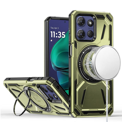 For Motorola Moto G 5G /Moto G 2025 Hybrid Magnetic Ring and 360° Rotational Kickstand with MagSafe Compatible, Military Grade Drop Protection Case Cover