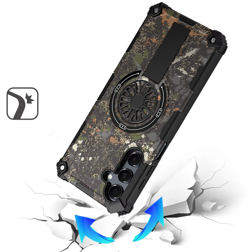 For Samsung Galaxy A17 5G Magnetic Invisible Kickstand Holder with CD Texture Design, Shockproof Hybrid Military Grade Heavy Duty Case Cover