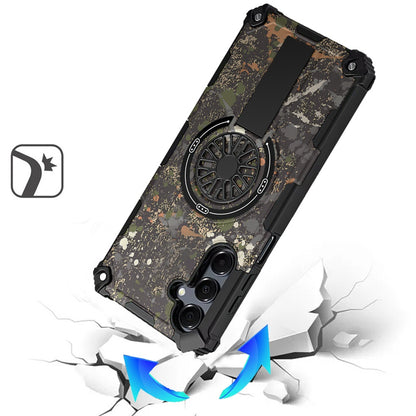 For Samsung Galaxy A17 5G Magnetic Invisible Kickstand Holder with CD Texture Design, Shockproof Hybrid Military Grade Heavy Duty Case Cover