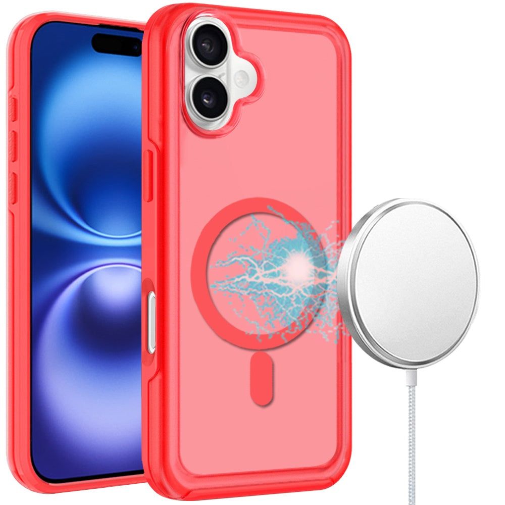 For Apple iPhone 16 (6.1") Strong MagSafe Compatible Shockproof Hybrid Glossy Oil Protective Slim Hard Dual Layer TPU + PC Case Cover